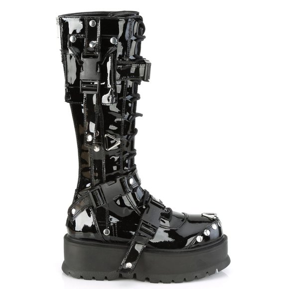 Platform Pocket Goth Lace Up Knee High Boots